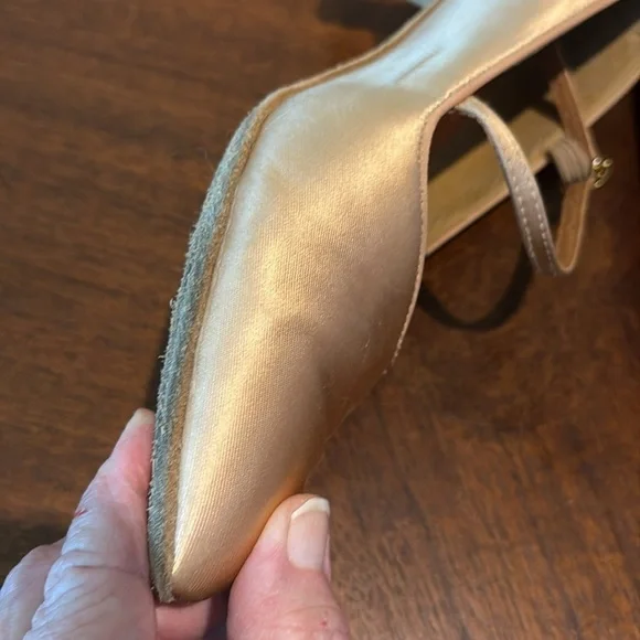 Ballroom dance shoes  satin  light Peach/rose gold  rhinestone buckle
Leather so - Picture 12 of 16